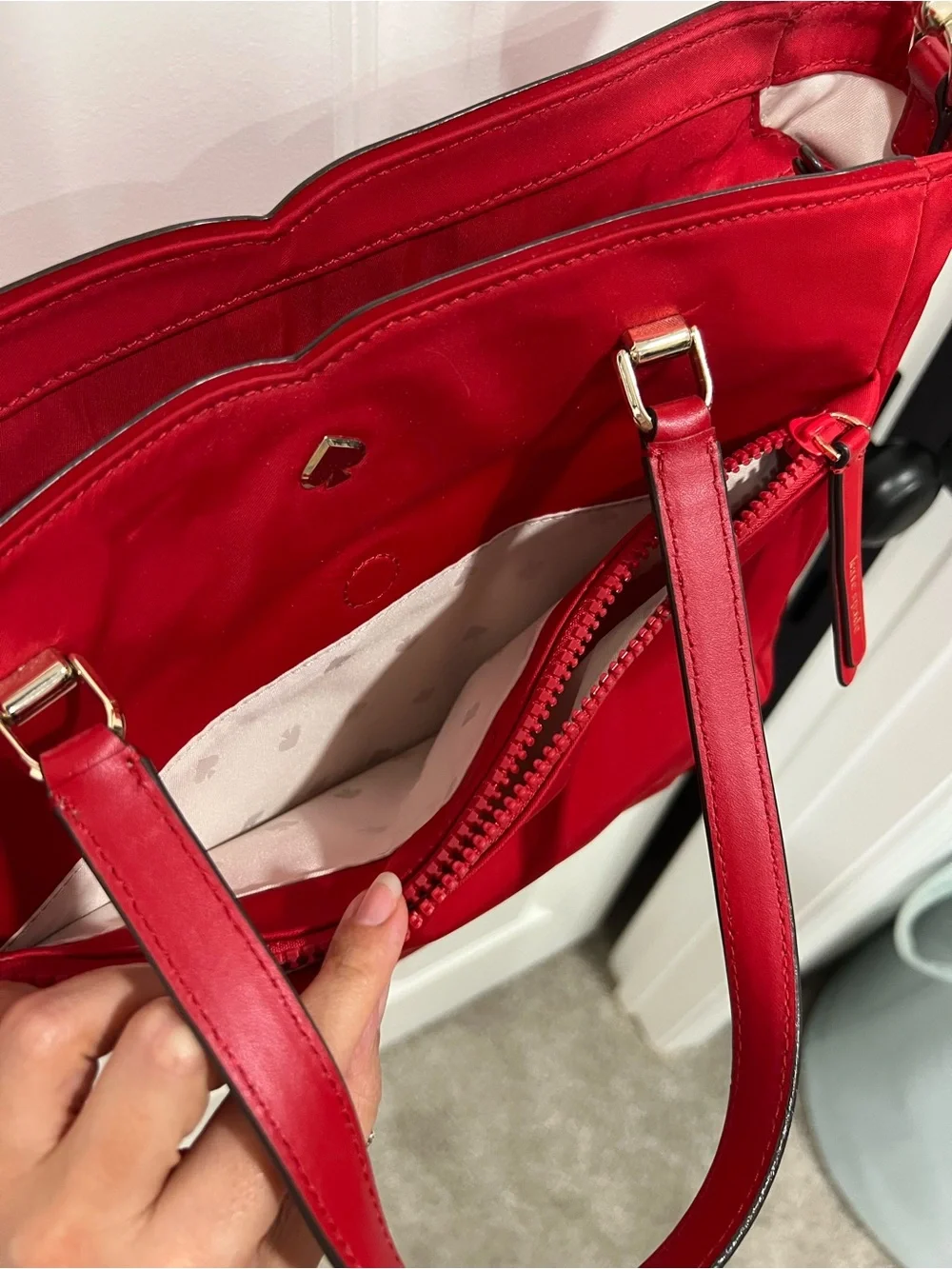 Kate Spade Red Convertible Shoulder Tote Bag